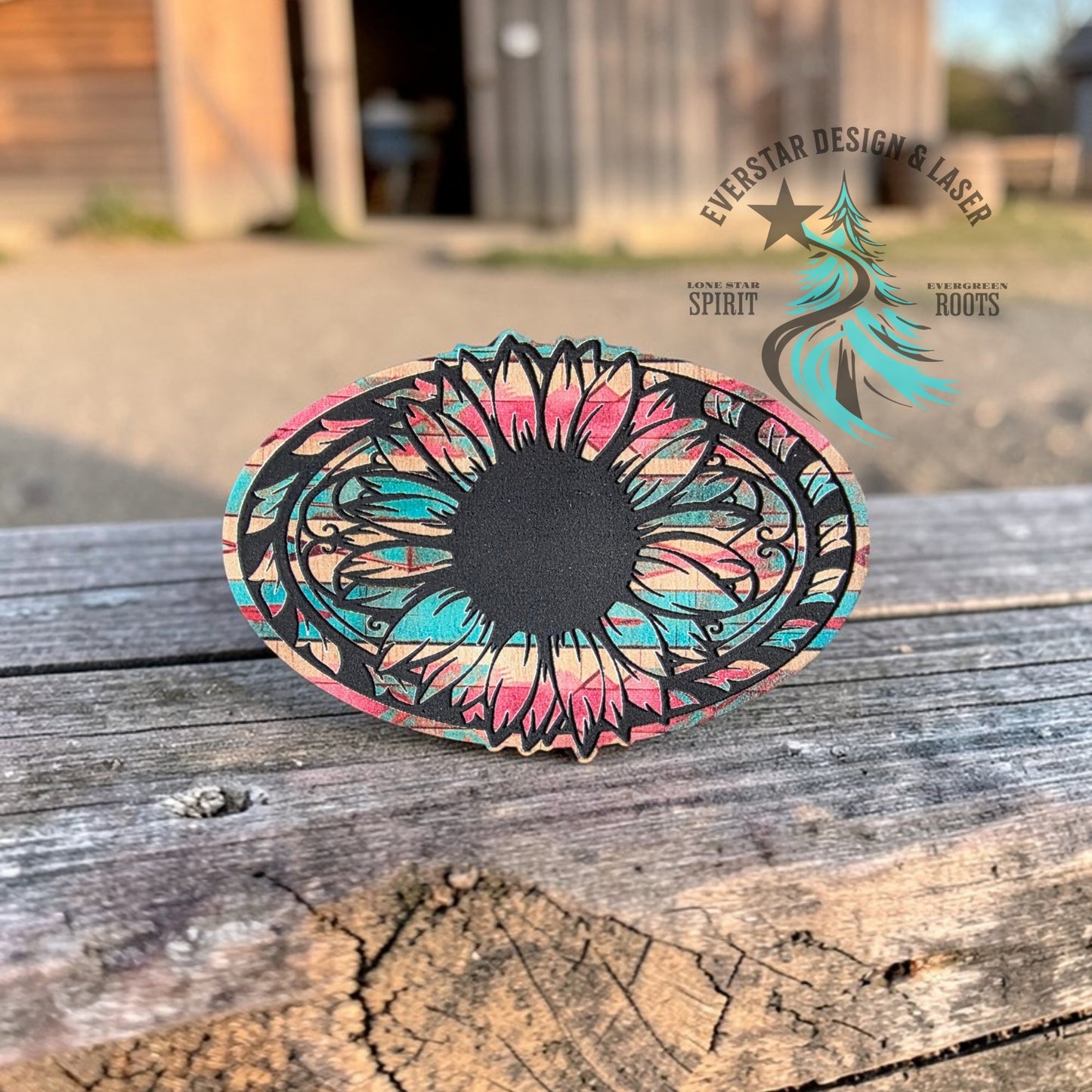 Sunflower Retro Rodeo Leather Patch