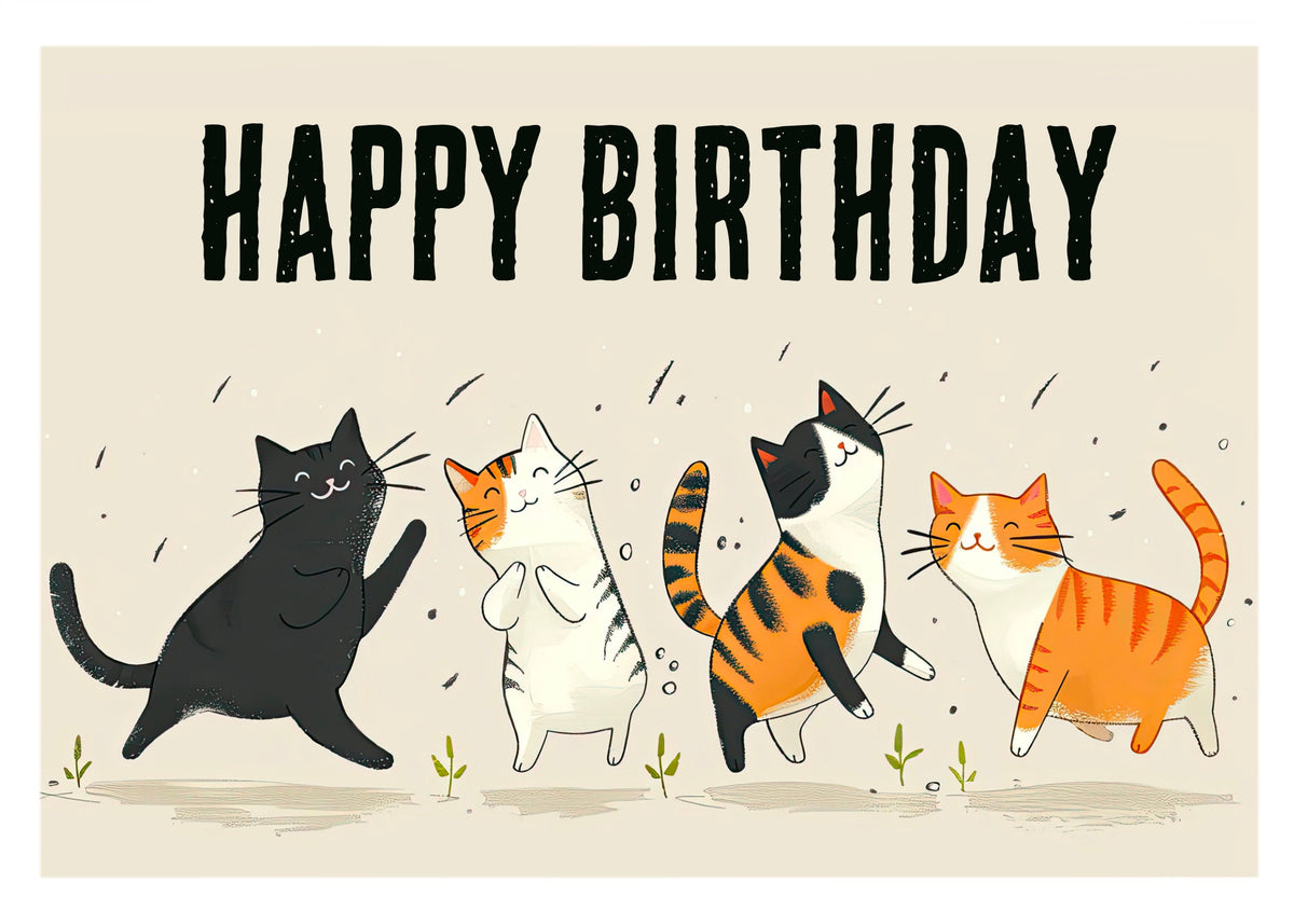 Cats' Jubilee Jamboree Birthday Card: Handmade Cat Lover Greeting