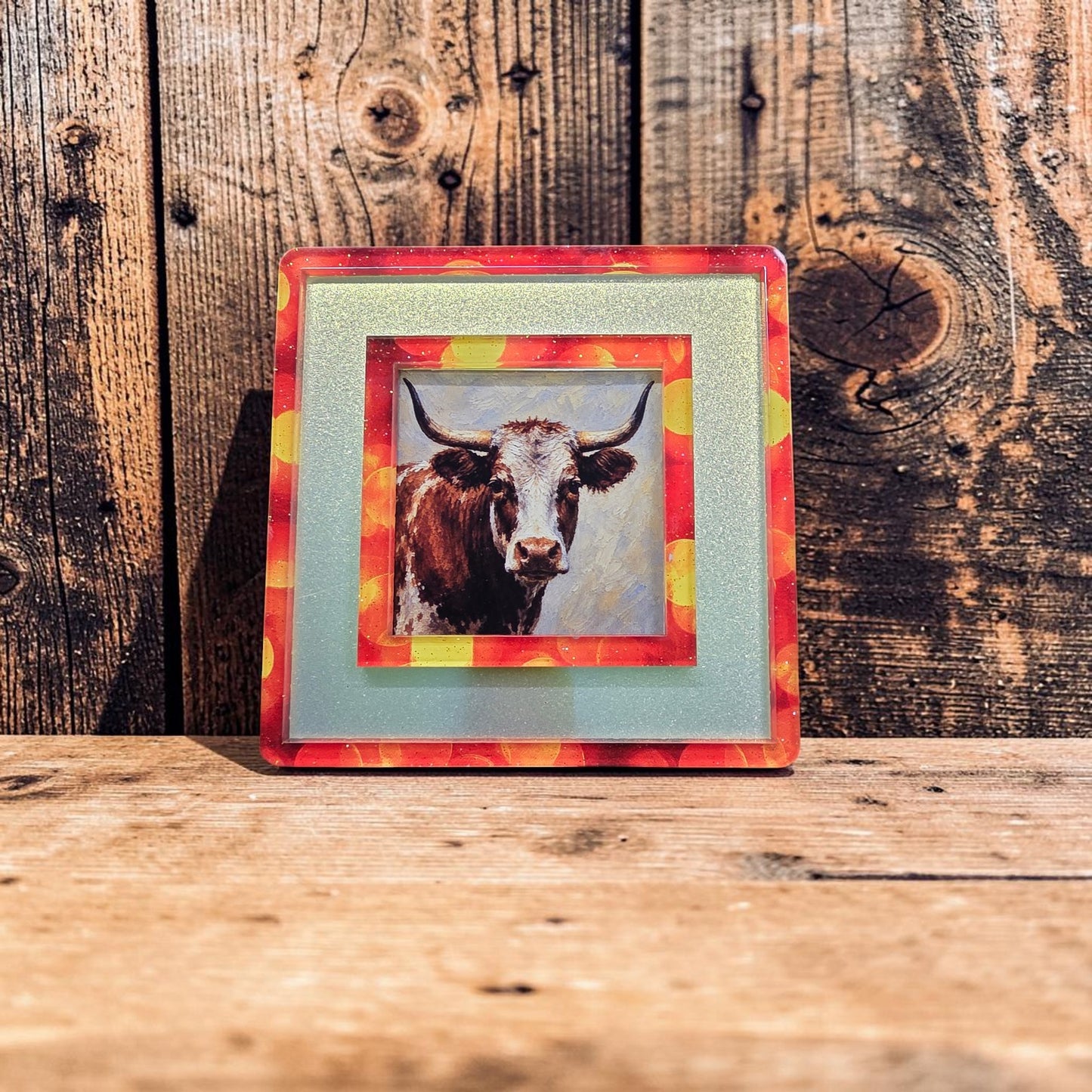 Western Orange Night Light Frame | Interchangeable Stardust & Bokeh Art