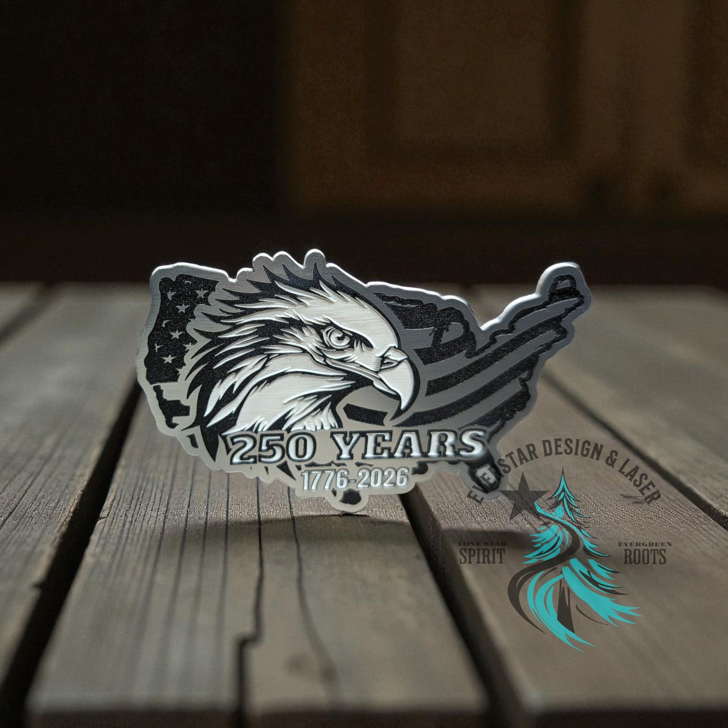 Patriot USA Eagle 250 Years Stainless Acrylic Patch