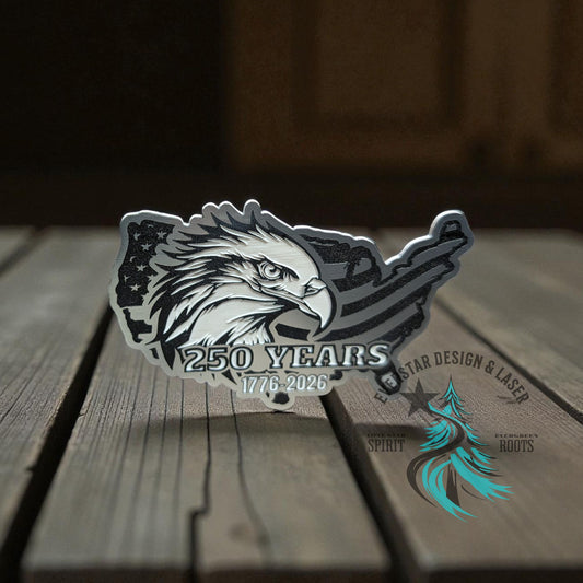 Patriot USA Eagle 250 Years Stainless Acrylic Patch