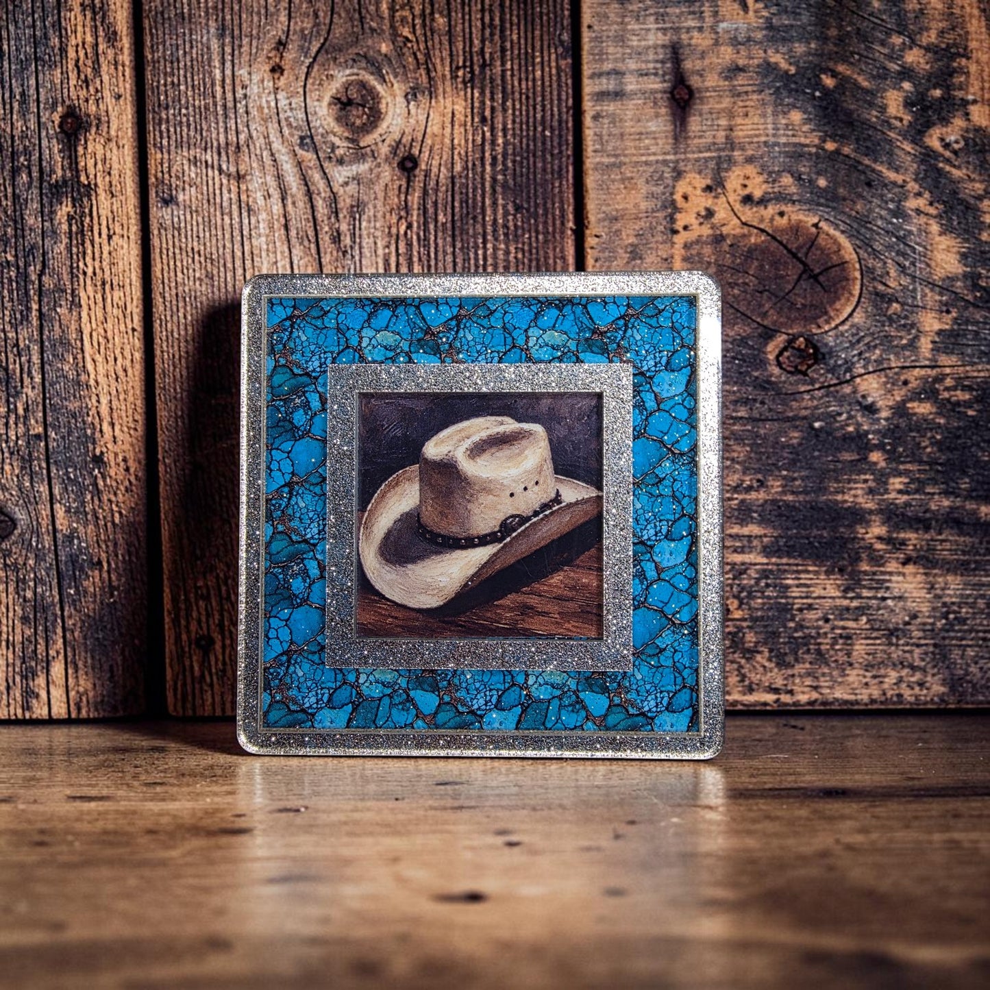 Gold Sparkle & Natural Turquoise Interchangeable Night Light | Interchangeable Art