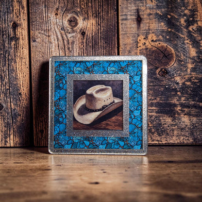 Gold Sparkle & Natural Turquoise Interchangeable Night Light | Interchangeable Art