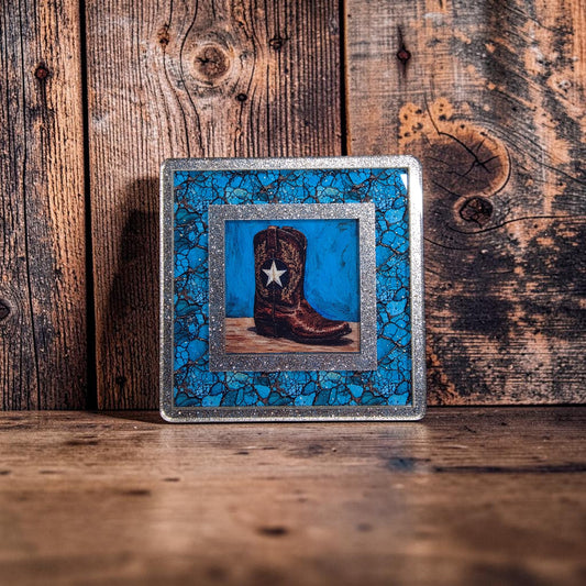 Gold Sparkle & Natural Turquoise Interchangeable Night Light | Interchangeable Art