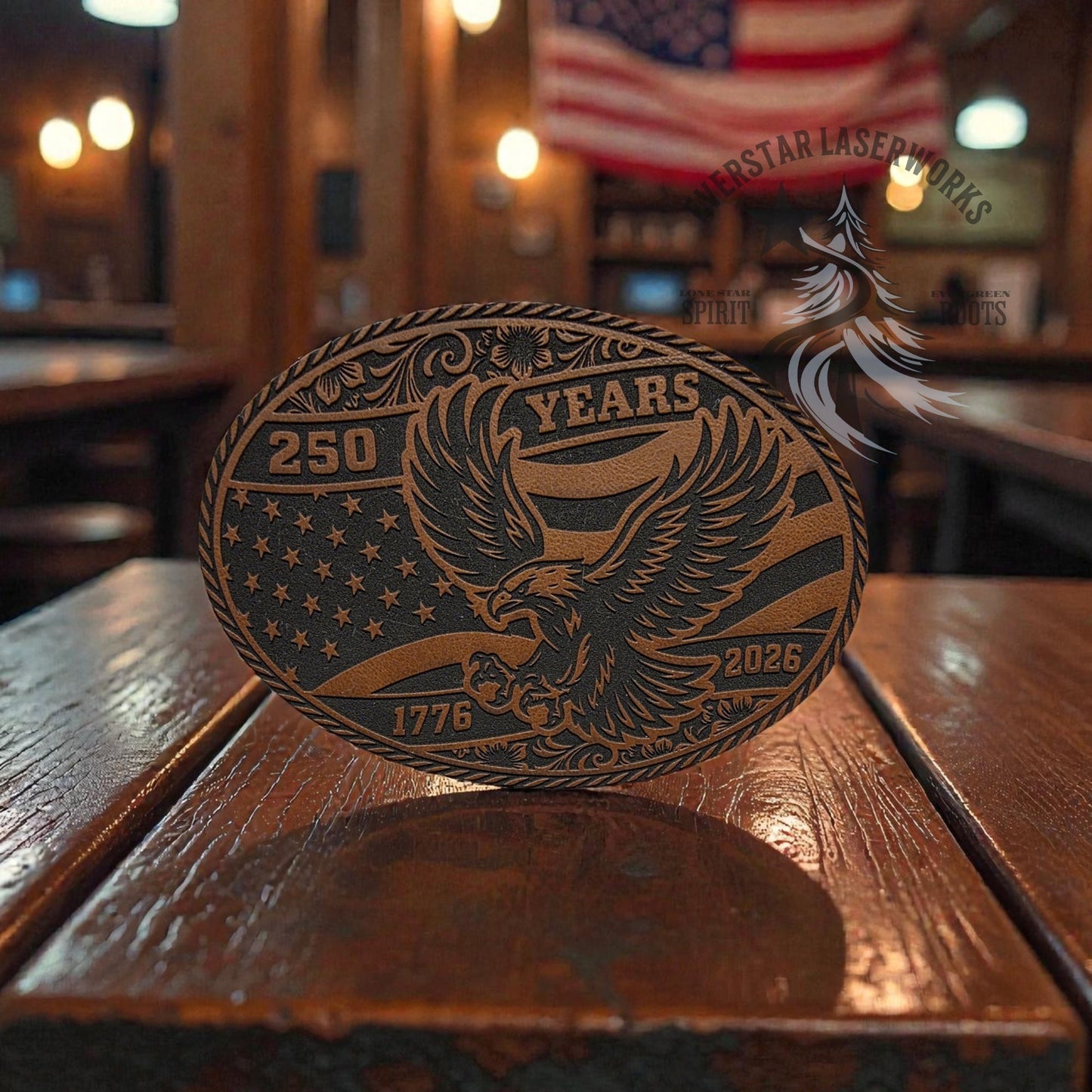 250 Years American Eagle Buckle-Style Leather Patch
