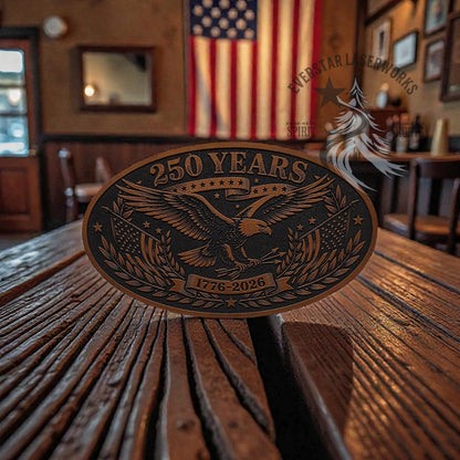 250 Years Freedom Eagle Wide Oval Leatherette Patch