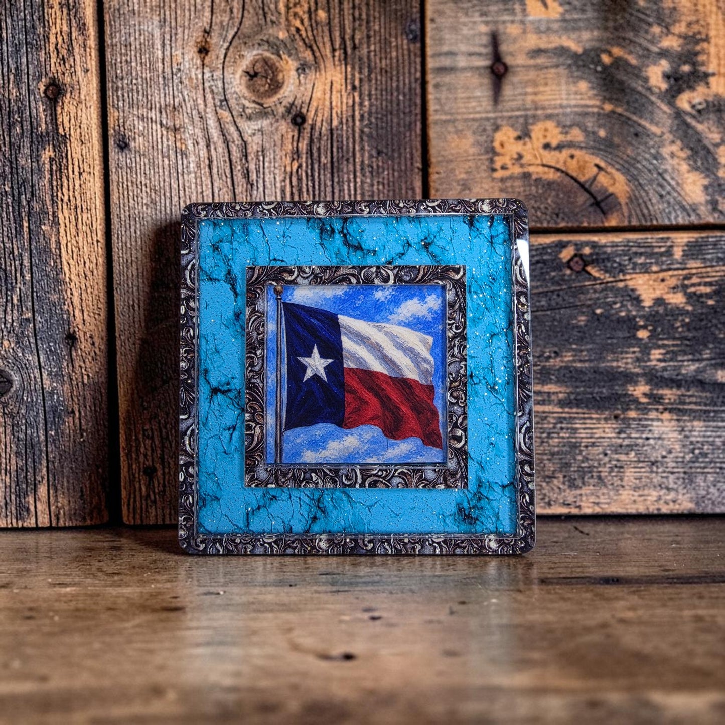 Tooled Leather & Turquoise Interchangeable Night Light | Interchangeable Art