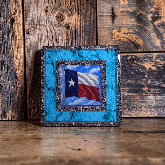 Tooled Leather & Turquoise Interchangeable Night Light | Interchangeable Art