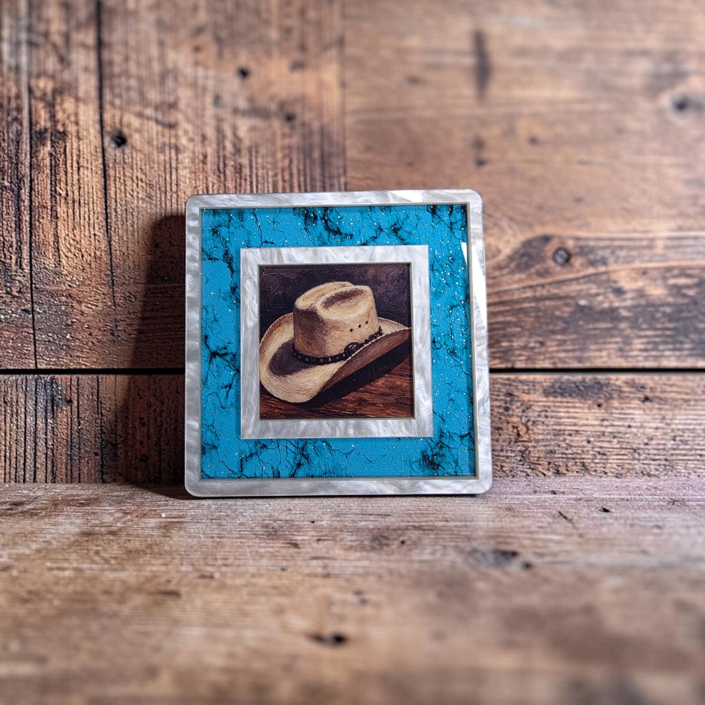 White Pearl & Turquoise Stone Interchangeable Night Light | Interchangeable Art