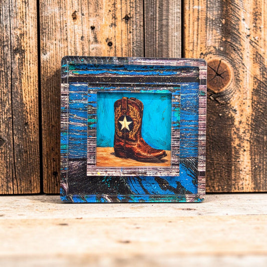 Rustic Blue Wood Interchangeable Night Light | Interchangeable Art