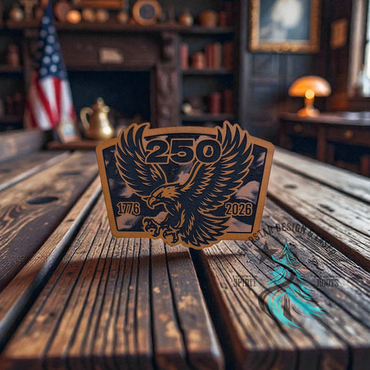 250 Years Waving Linen Flag Eagle Leather Patch