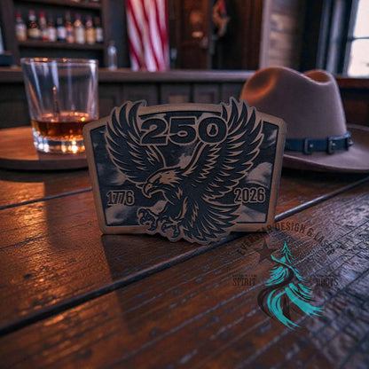 250 Years Waving Linen Flag Eagle Leather Patch