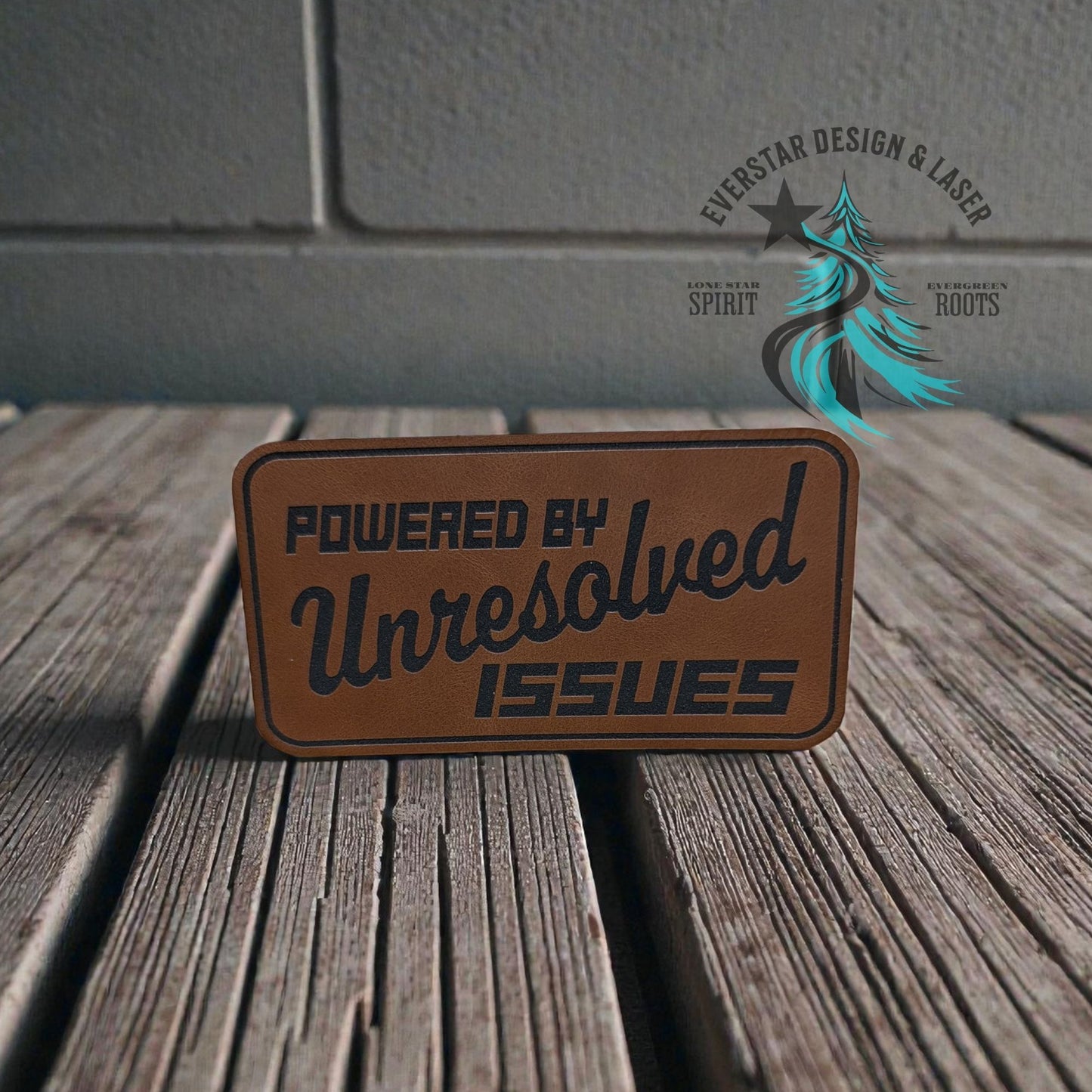 Powered by Unresolved Issues Leather Patch
