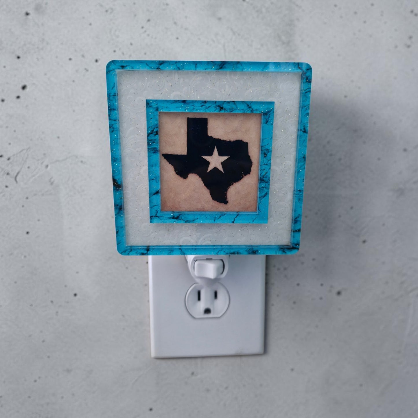 Turquoise Stone & White Scroll Interchangeable Night Light | Turquoise Western Texas Decor