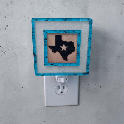 Turquoise Stone & White Scroll Interchangeable Night Light | Turquoise Western Texas Decor
