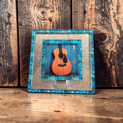 Natural Turquoise & Gold Sparkle Interchangeable Night Light | Interchangeable Art