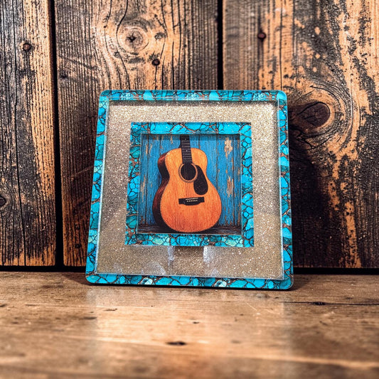 Natural Turquoise & Gold Sparkle Interchangeable Night Light | Interchangeable Art