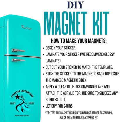 DIY Craft Fridge Magnet Kit, 10 Laser Cut Acrylic Squares and Magnet Backs