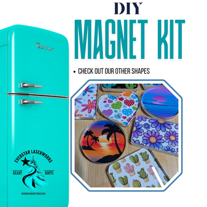 DIY Craft Fridge Magnet Kit, 10 Laser Cut Acrylic Rectangles and Magnet Backs