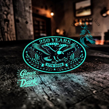 250 Years Freedom Eagle Wide Oval Leather Patch Glow in the Dark