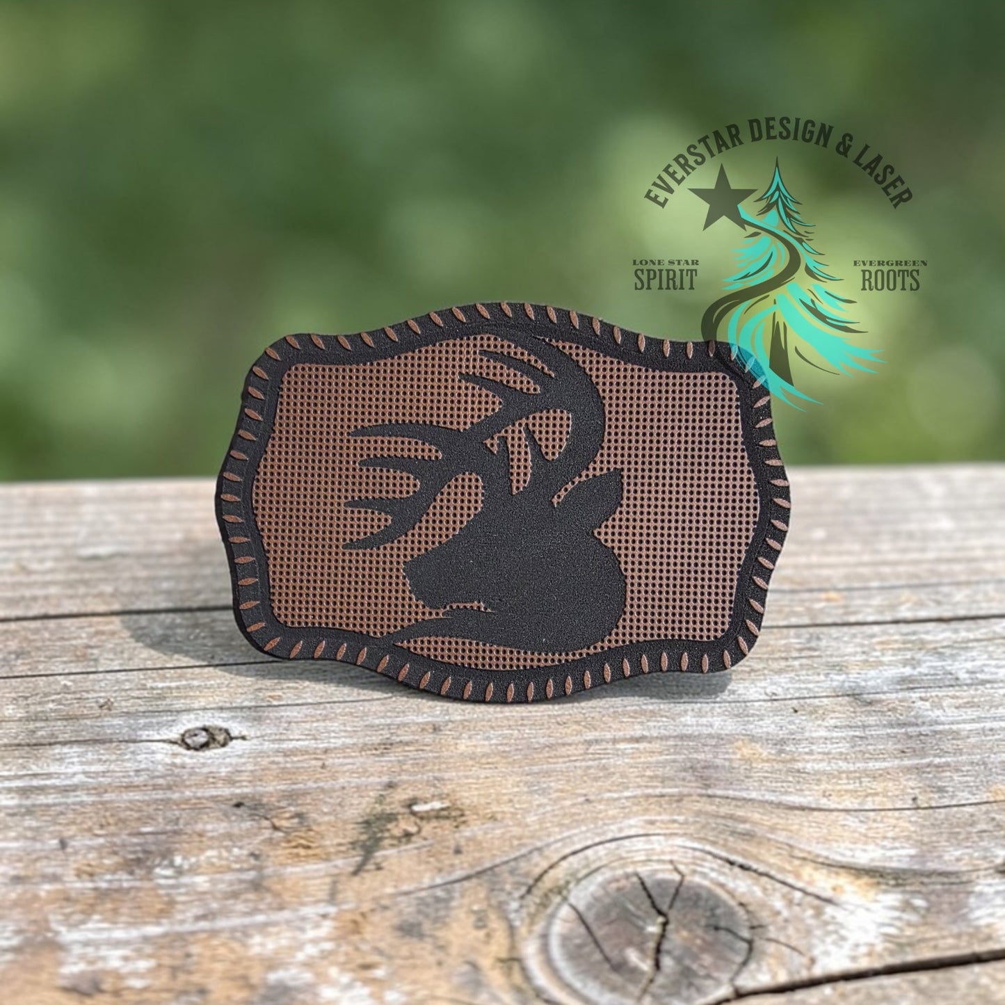 Linen Buck Silhouette Leather Patch