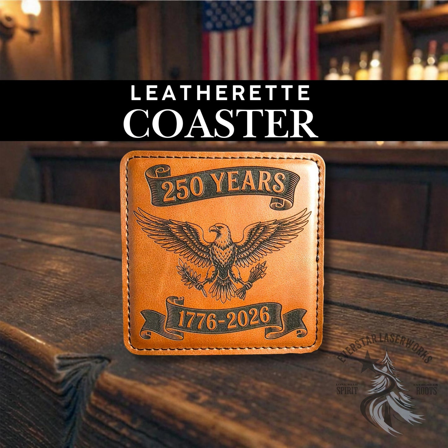 250 Years Heritage Collection Premium Leatherette® Coasters | 4" Square | Set of 6