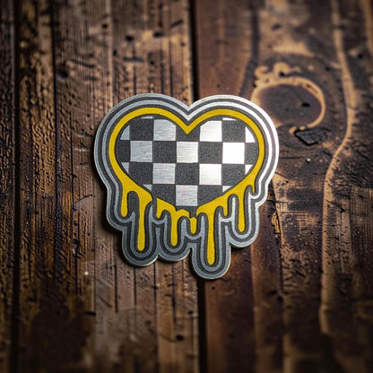 Melting Checkered Heart Hat Patch