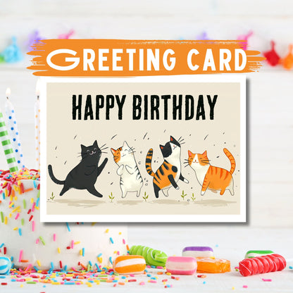 Cats' Jubilee Jamboree Birthday Card: Handmade Cat Lover Greeting