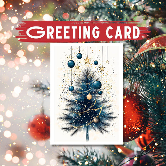 Evergreen Christmas Tree Greeting Card: Elegant Holiday Illustration