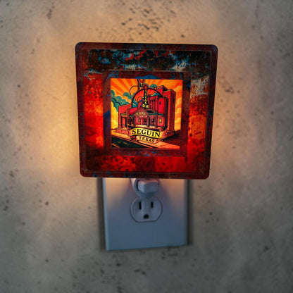 Western Night Light | Copper Turquoise Patina Frame, Interchangeable Art