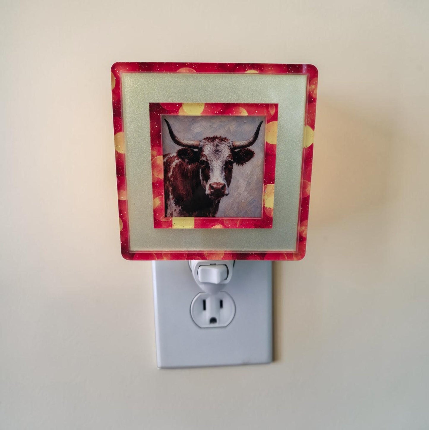 Western Longhorn Night Light Frame | Interchangeable Stardust & Bokeh Art