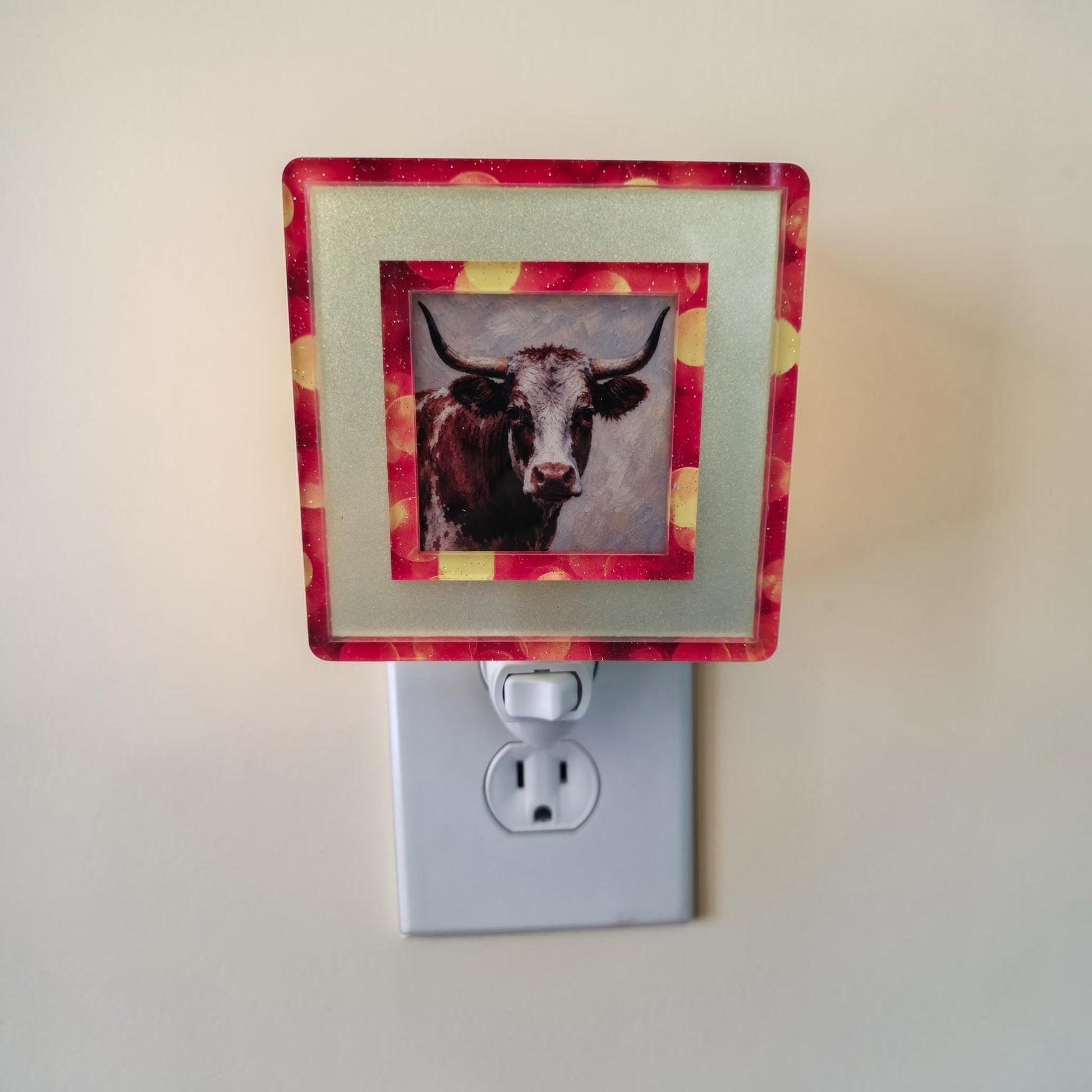 Western Longhorn Night Light Frame | Interchangeable Stardust & Bokeh Art
