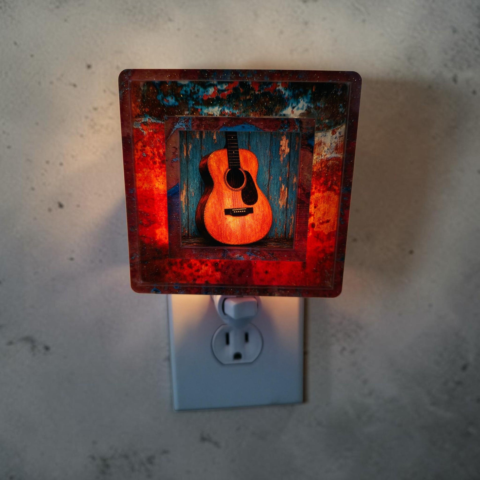 Acoustic Guitar Interchangeable Night Light Art Scene Insert