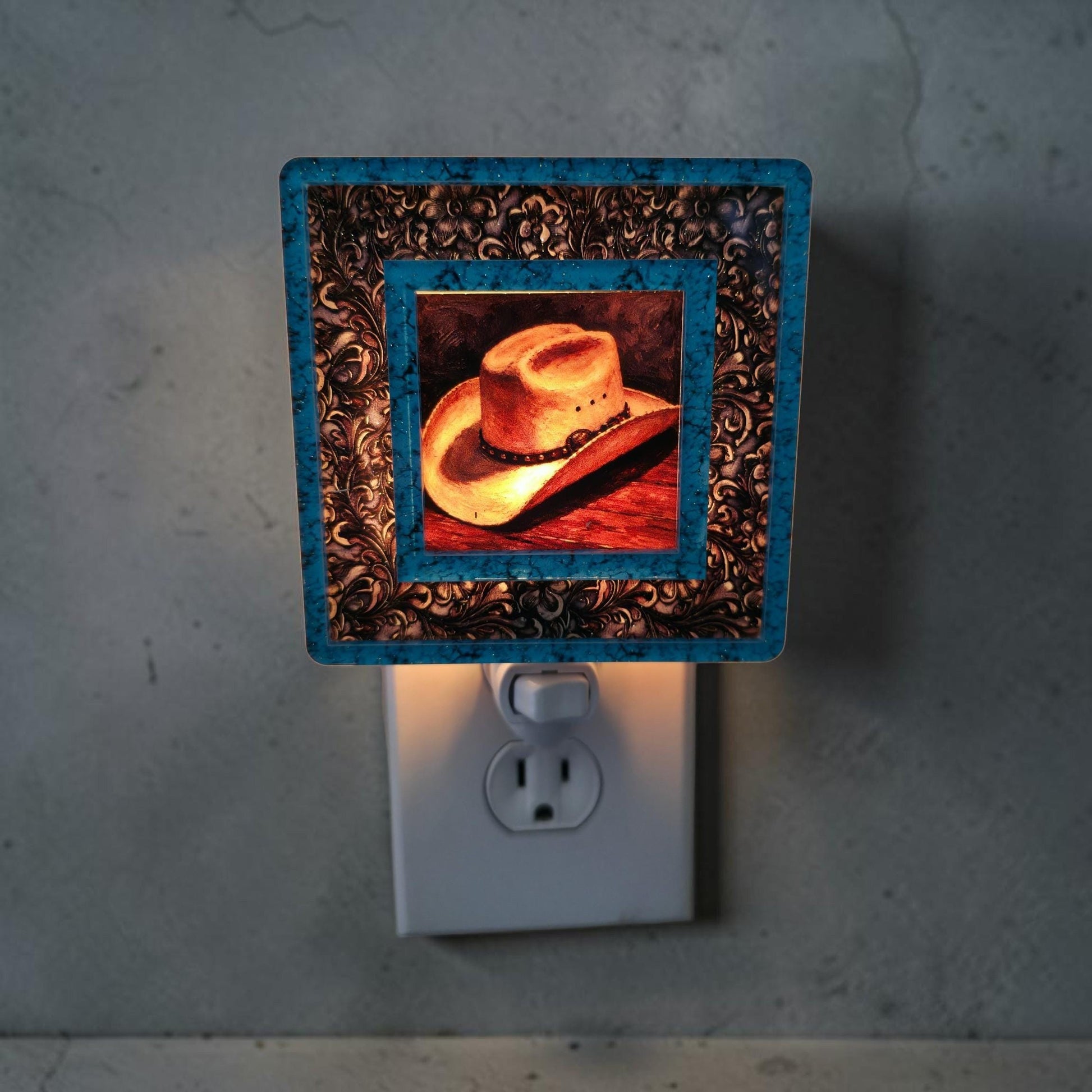 Cowboy Hat Interchangeable Night Light Art Scene Insert