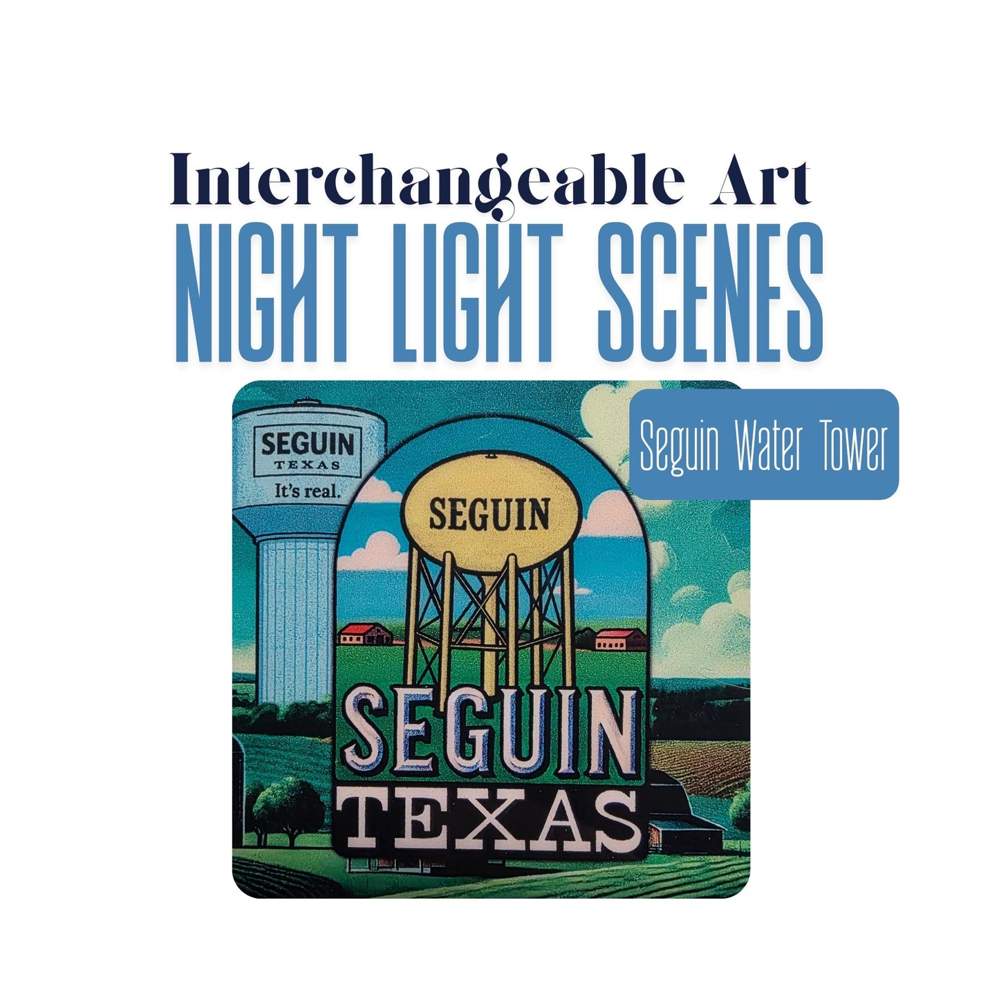 Seguin Water Tower Interchangeable Night Light Art Scene Insert