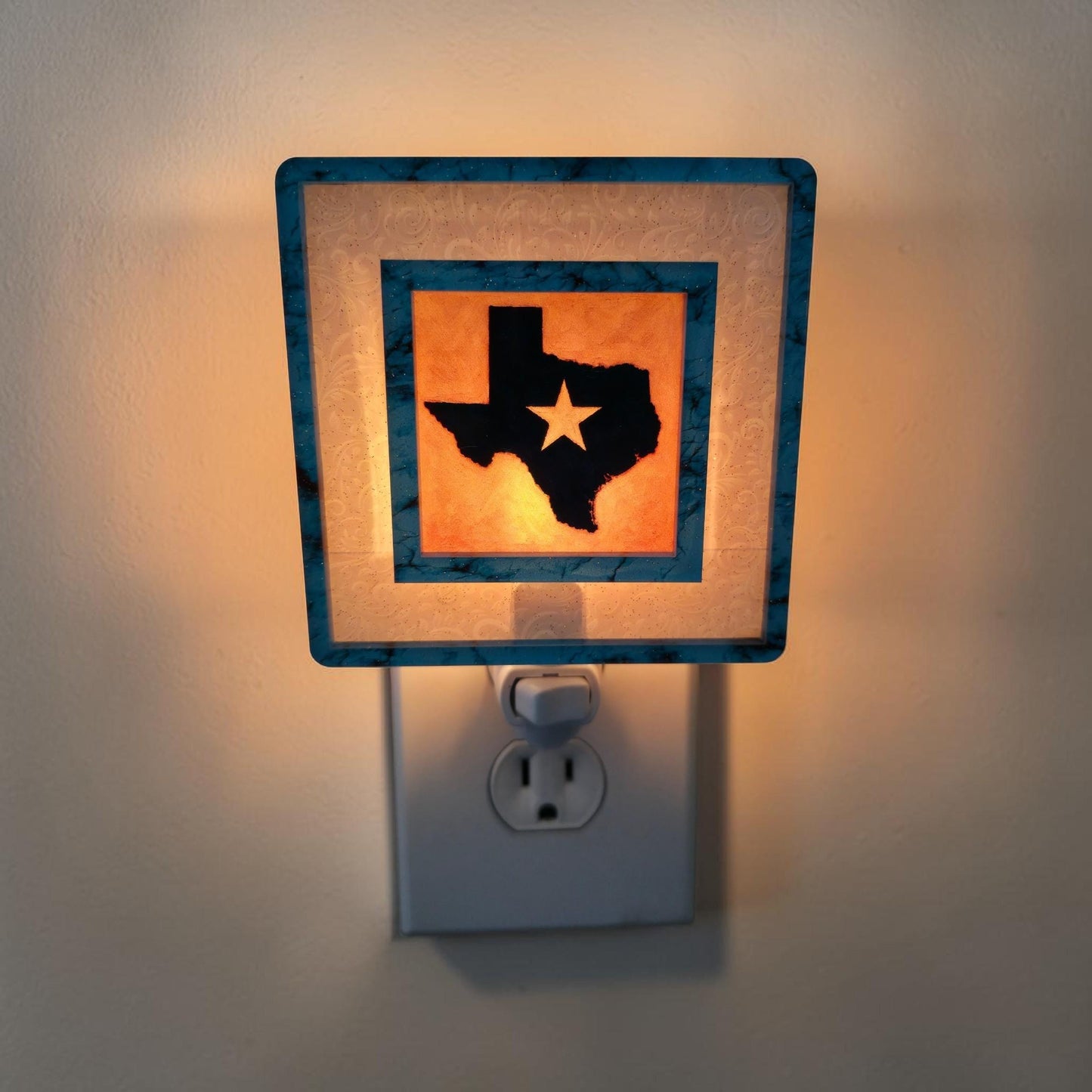 Turquoise Stone & White Scroll Interchangeable Night Light | Turquoise Western Texas Decor