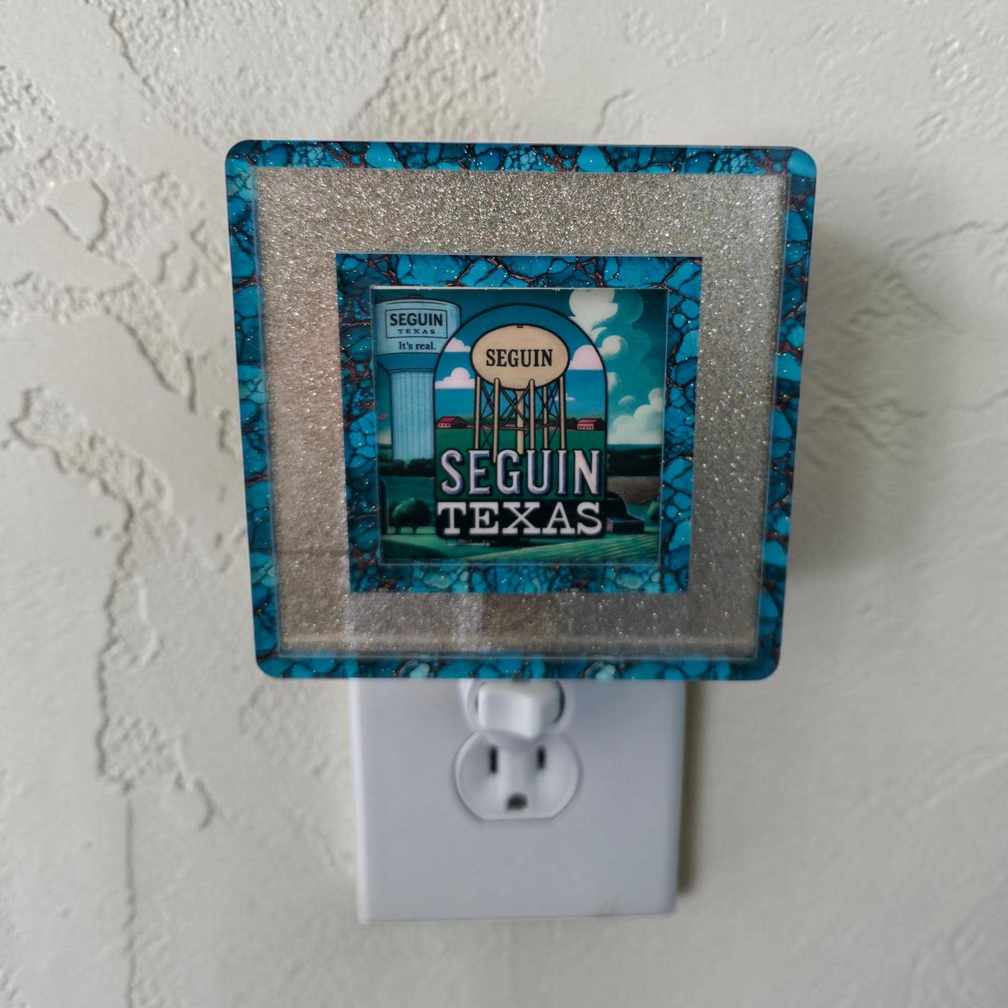 Iconic Seguin Texas Landmark Decor | Seguin Water Towers Night Light | Interchangeable Art