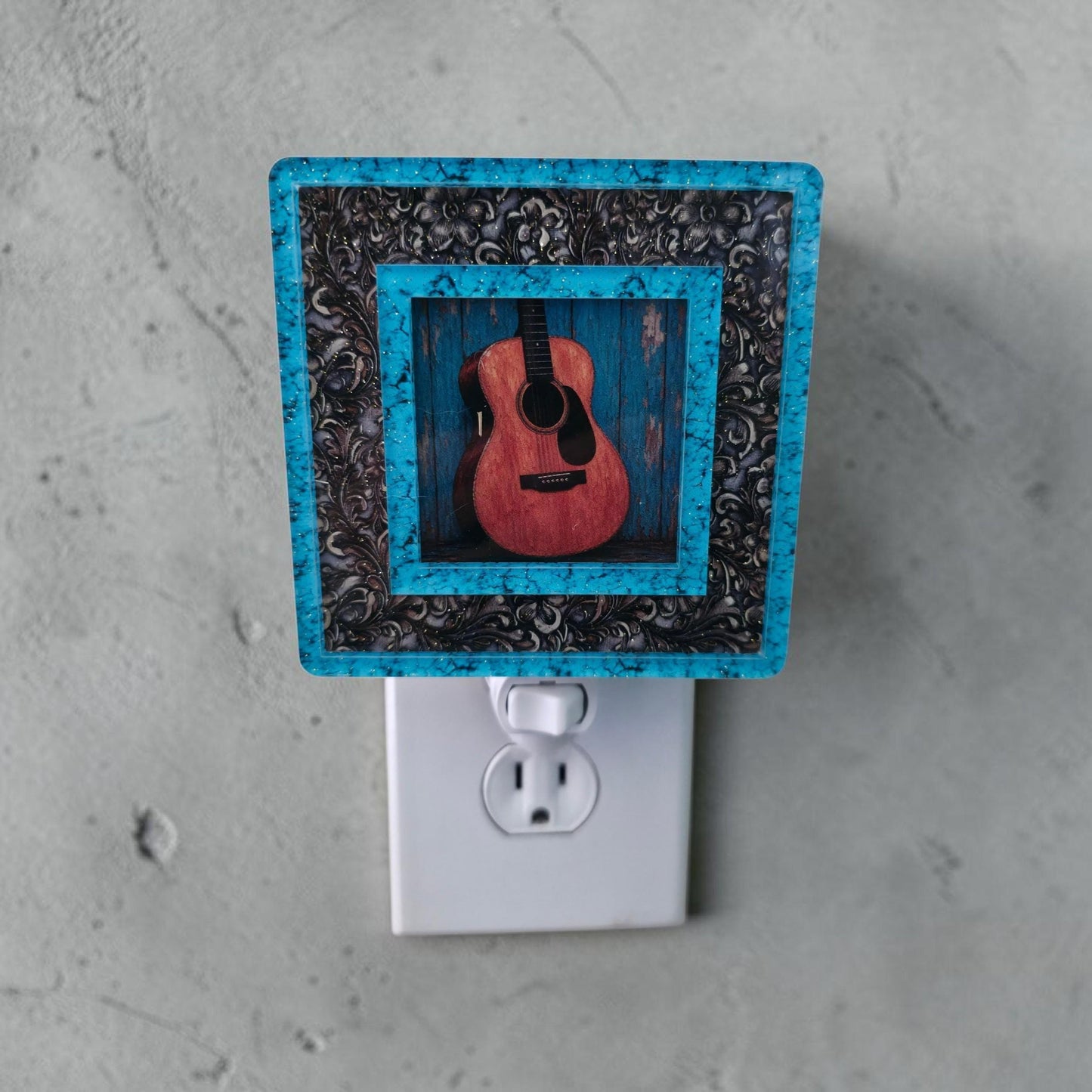 Acoustic Guitar Interchangeable Night Light Art Scene Insert