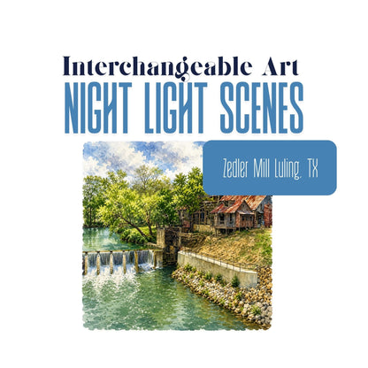 Zedler Mill Interchangeable Night Light Art Scene, Luling, Texas, Watercolor City Landmark