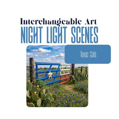 Texas Flag Ranch Gate Interchangeable Night Light Art Scene, Watercolor Texas