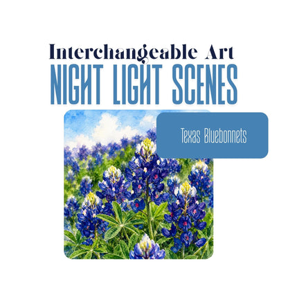 Texas Bluebonnets Interchangeable Night Light Art Scene, Watercolor Flowers