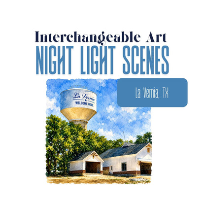 La Vernia, Texas Water Tower Interchangeable Night Light Art Scene, Small Town Texas