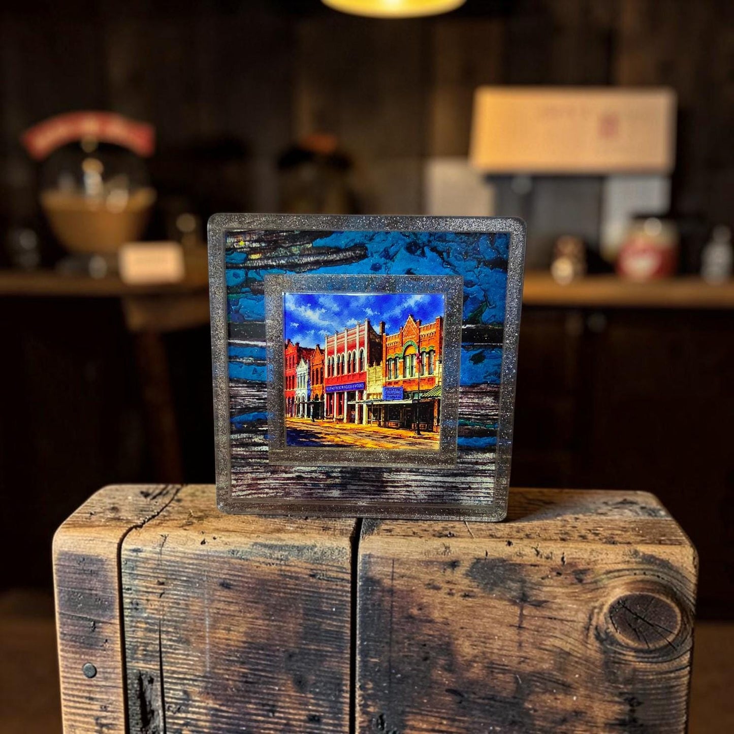 Historic Downtown Lockhart, Texas Interchangeable Night Light Art Scene | Watercolor Main Street
