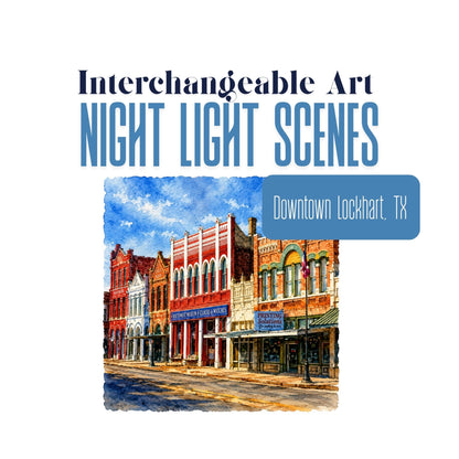 Historic Downtown Lockhart, Texas Interchangeable Night Light Art Scene | Watercolor Main Street