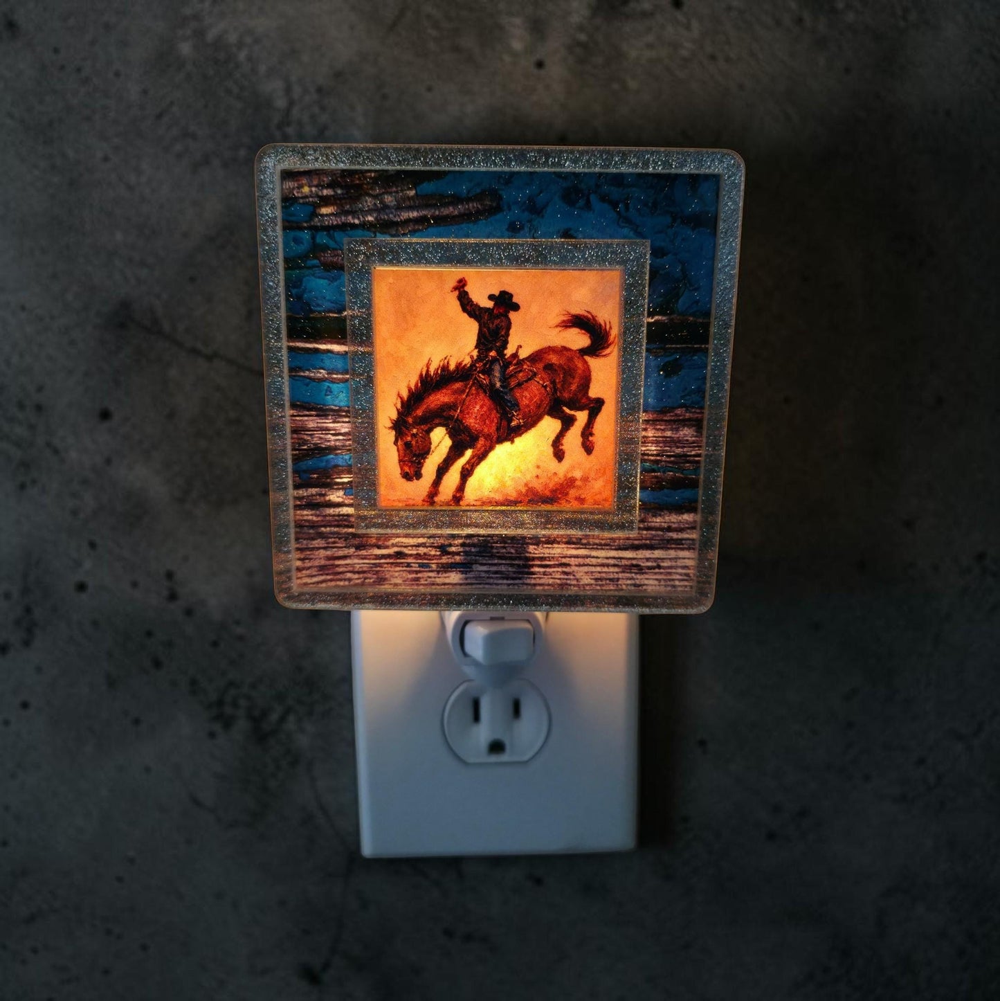 Bucking Bronco Interchangeable Night Light Art Scene Insert