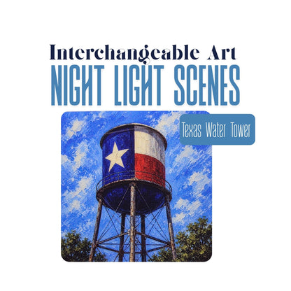 Texas Flag Water Tower Interchangeable Night Light Art Scene Insert