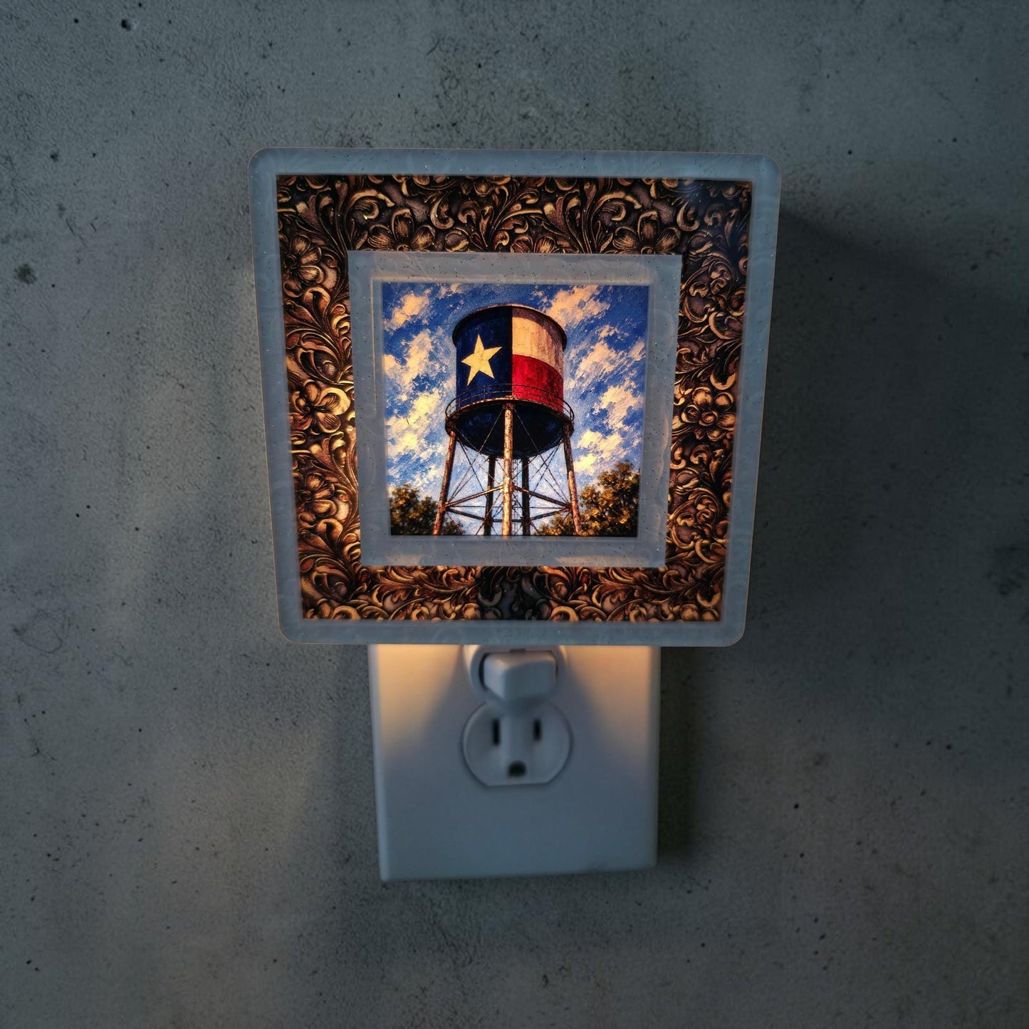 Texas Flag Water Tower Interchangeable Night Light Art Scene Insert