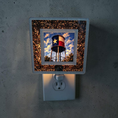 Texas Flag Water Tower Interchangeable Night Light Art Scene Insert