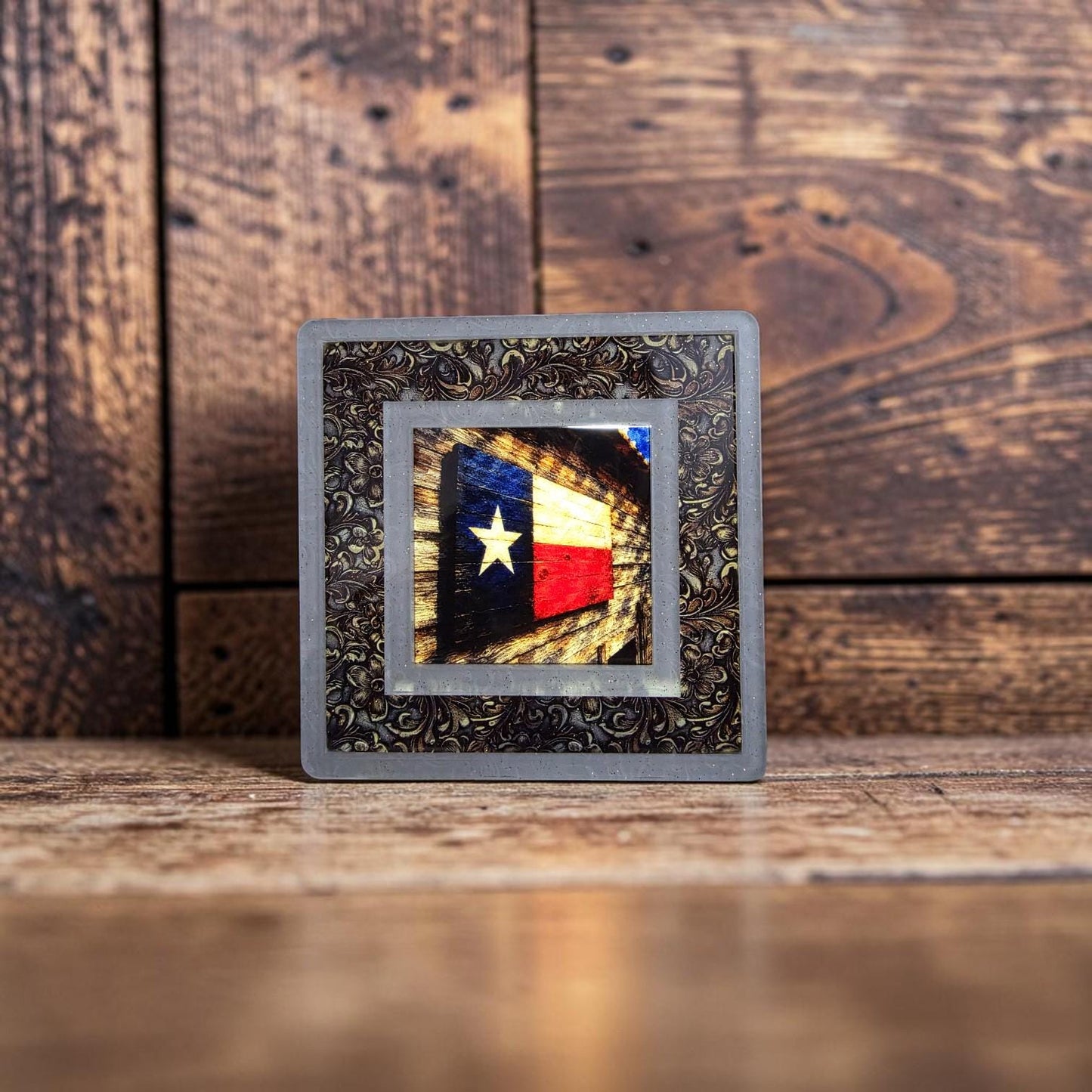 Rustic Wooden Texas Flag Interchangeable Night Light Art Scene