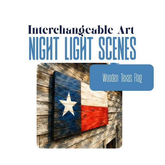 Rustic Wooden Texas Flag Interchangeable Night Light Art Scene